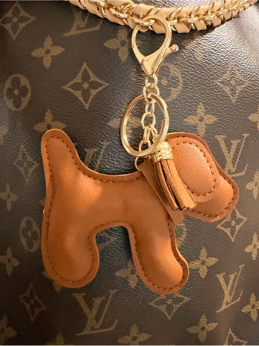 Luxury Brown Dog Keychain Bag Charm